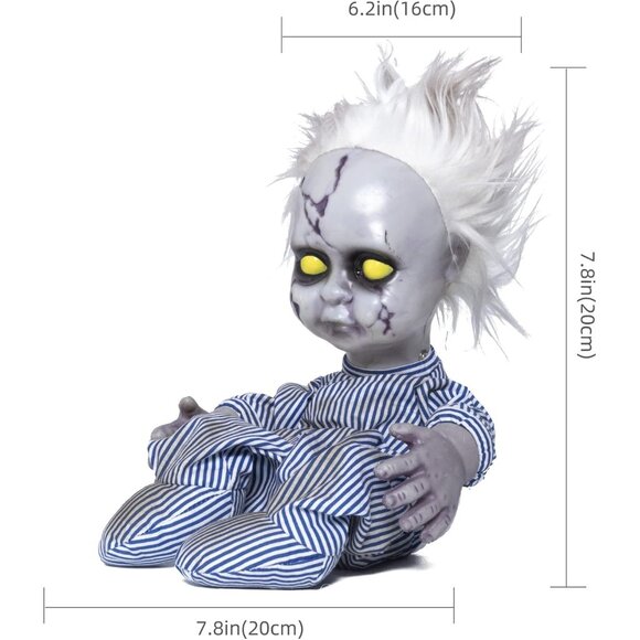 🆕11inch Halloween Creepy Doll Crying Baby Haunted House with Battery Operated - Picture 7 of 12